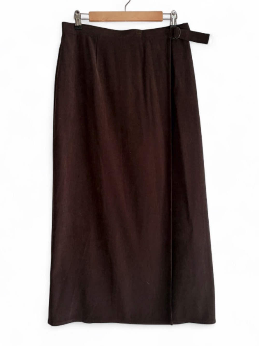 Talbots Brown Suede Wrap Midi Skirt Size 12